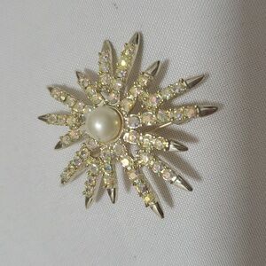 Emmons Silver and Pearl Starburst Brooch NWOT